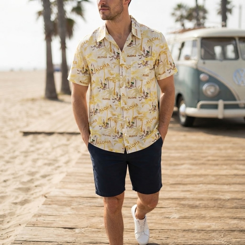 Savage Tacticians Co Shirt S White Yellow Aloha Skeleton Tactical Button Down